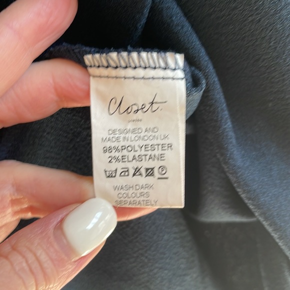 ASOS Closet London tie waist gathered pencil midi dress in navy - Picture 10 of 11